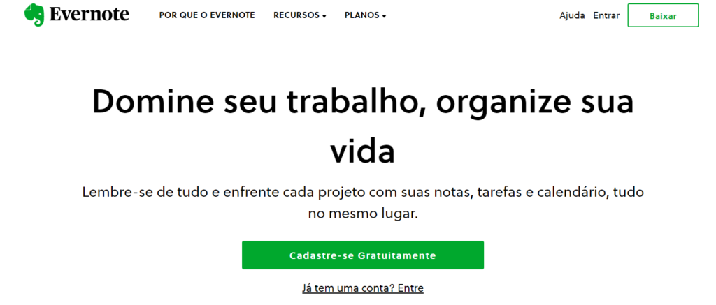 Print do aplicativo Evernote